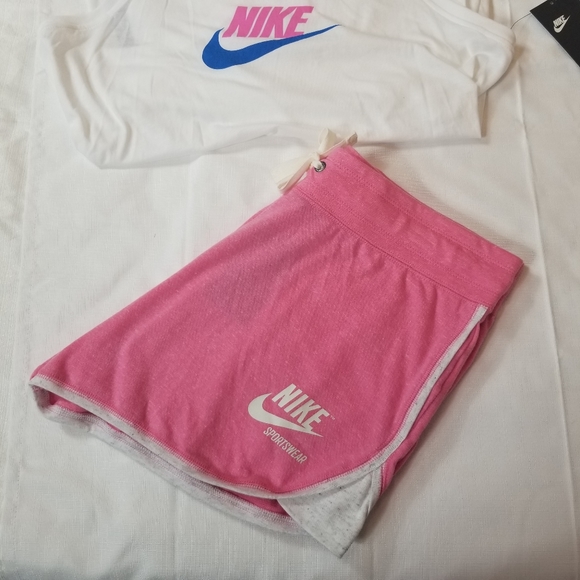 NIKE Pink/Grey Vintage Style Drawstring shorts NEW - Picture 3 of 5